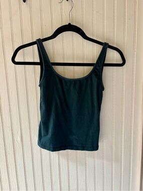 Brandy Melville Deep Teal Ribbed Scoop Crop Tank